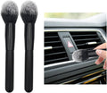 2 PCS Car Detailing Brush, Curved Soft Bristles Auto Removal Dust Collectors, Universal Vehicle Dashboard, Air Conditioner Vents etc Interior Cleaning Tool Accessory (Long-Black/White)