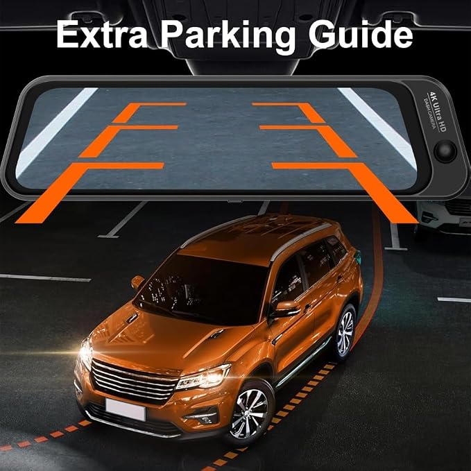 Three Recording Camera: 4K+2K+2K HD Car Dash Cam with Voice Control, Wi-Fi Rearview Camera, WDR Night Vision, G-Type Sensor, 24H Parking Monitoring & ABS
