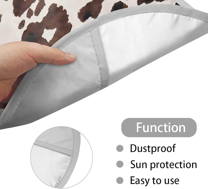 Brown Cow Print Steering Wheel Cover Sun Shade 17 inch Anti-Heat Steering Wheel Sun Cover Cute Car Steering Wheel Accessories Universal Fit for Cars SUV Trucks Sedan