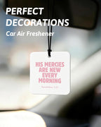 Pink Christian Car Air Freshener 4 Pcs, Girly Pink Bow Floral Religious Hanging Air Freshener for Cars Closet Drawer Books, Cute Preppy Christian Car Accessories Mirror Decor for Women