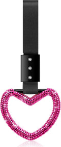 Bling Car Accessories Bling Heart Handle Ring Car Accessory for Women Hearts Hand Strap Drift Charm Rear Bumper Warning Ring Decor for Auto Interior Exterior Decoration(Hot Pink,Heart Style)