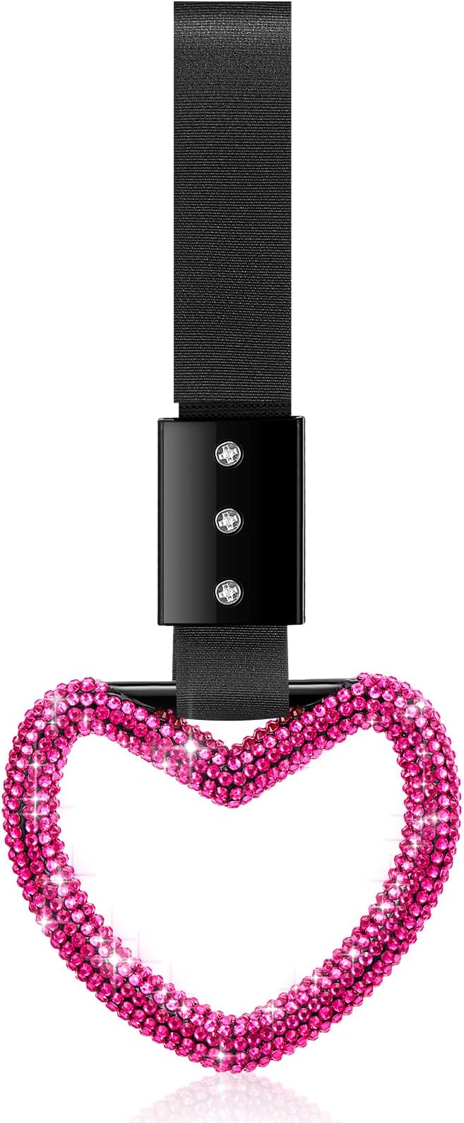 Bling Car Accessories Bling Heart Handle Ring Car Accessory for Women Hearts Hand Strap Drift Charm Rear Bumper Warning Ring Decor for Auto Interior Exterior Decoration(Hot Pink,Heart Style)