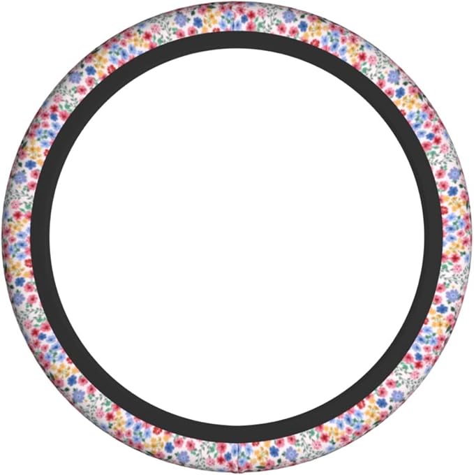 Millefleurs Different Flowers Pink Steering Wheel Cover Car Accessories Cute for Women Girls Girly Universal 15 Inch Neoprene Auto Interior Decor Anti Slip Car Truck Protector