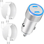 [Apple MFi Certified] iPhone 17 Car Charger Fast Charging, 90W Dual PD Power Cigarette Lighter USB-C Car Charger with 2Pack Type-C Cord for iPhone 17/17 Pro Max/16 Pro/15/Galaxy S26/S25/Pixel