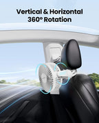 Mini Portable Stroller Fan, Battery Operated Small Clip on, Detachable 3 Speed Rechargeable, 360° Rotate Flexible Tripod Better Cooling for Car Seat Crib Treadmill Travel White
