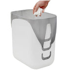Luup Trash Can (White) - Reuse Grocery Bags - Plastic Garbage Container for Bathroom, Vanity, Laundry Room, Kitchen, Office, Garage - 2.5 Gallon Wastebasket with Hooks to Secure Trash Bags
