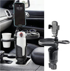 Car Cup Holder Tray, 3 in 1 Multifunctional Vehicle Food Water Bottle Phone Holder Expander Adapter with Adjustable Base, Detachable Auto Interior Food Tray Table, Universal Fit (Carbon Fiber)