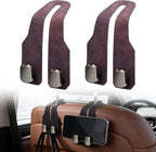 Car Seat Back Storage Hook, 2026 New Car Seat Headrest Hook for Purses and Bags, Leather Car Seat Back Storage Hooks, Car Seat Hangers Organization Accessories (Brown 2pcs)