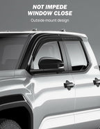 Rain Guards Compatible with 2024-2026 Tacoma Double Cab | Low Profile Outside Mount Acrylic Vent Visors, Tape-On Window Deflectors, Reduce Wind Noise & Block Rain