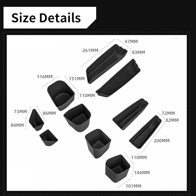 10PCS TPE Car Door Organizer Tray for BMW X3 G45 2025 2026 | TPE Door Organizer Pocket Liners for X3 2025 2026, Front Rear Door Insert Tray Organizer Slot Storage