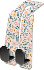 Car Seat Headrest Hook, Universal Leather Cute Hanger Holder Hook, Storage Organizer Interior Accessories for Purse Bags Handbag Cute Boho Flowers