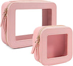 Travel Clear Makeup Bag Set, TSA Approved Cosmetic Bag Case with Zipper Portable Makeup Pouch Toiletry Bag Traveling Cosmetic Organizer Storage Bag Car Organizer Car Essentials
