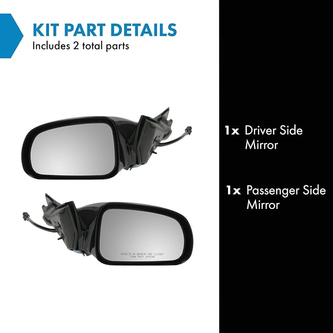 2 Piece Driver and Passenger Side Mirror Assembly Set Electric Adjustment Non-Heated No Memory Black Compatible with 2004-2008 Pontiac Grand Prix GM1320279 GM1321279