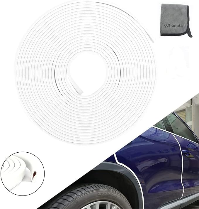 32.8ft (10m) Car Door Edge Guards White – Self-Adhesive PVC, U-Shaped, Fits Most Vehicles, Fade-Resistant, Scratch- and Chip-Resistant – Reduces Dings in Parking Lots