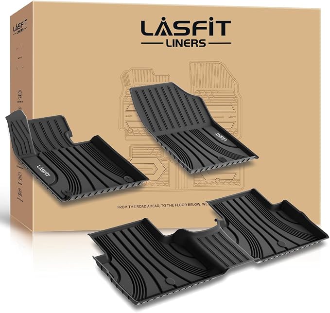Floor Mats for Hyundai Santa Fe 2021 2022 2023 (Only Fit Gas, Not Fit Hybrid or PHEV), All Weather TPE Custom Fit Car Floor Liners 1st & 2nd Row Mats Accessories, Black