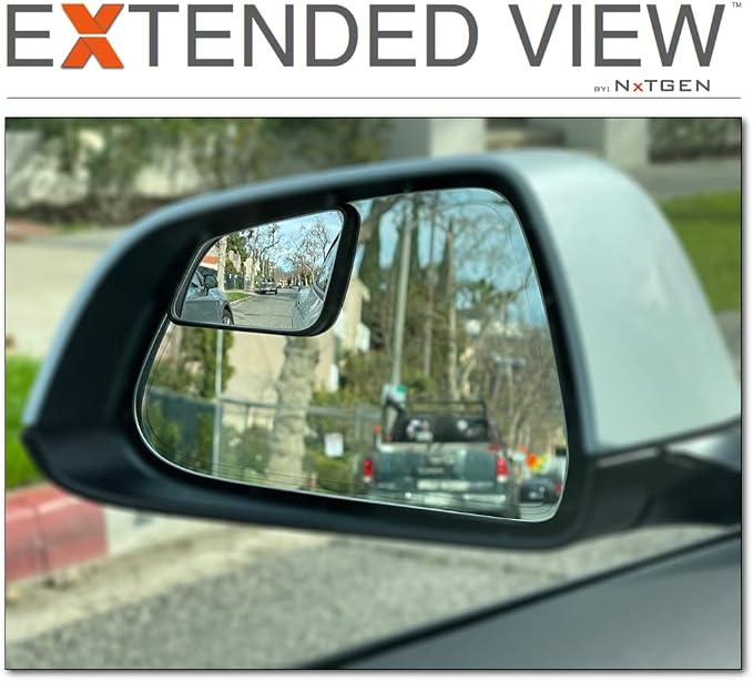 Blind Spot Mirrors - Compatible with Tesla Model 3 - Extended View - Custom Contoured - Convex - Black - Set of 2-2 Piece Set (Left & Right)