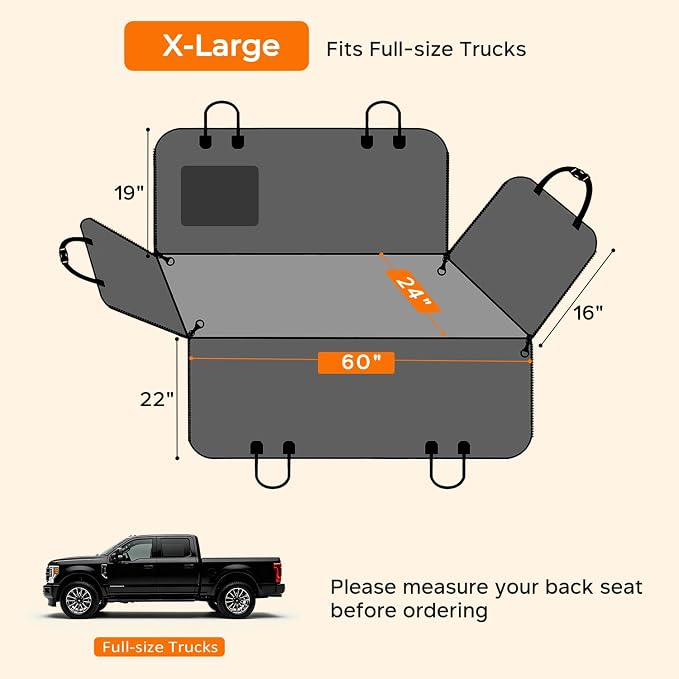 Dog Car Seat Cover for Pets 100% Waterproof Seat Cover Hammock 600D Heavy Duty Scratch Proof Nonslip Durable Soft Back Seat Covers for Full Size Trucks