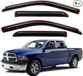 WV194109 Extra Durable In-Channel Wind Deflector Visor Rain Guard, Fit 2009-2018 Dodge Ram 1500 Crew Cab; 2010-2026 Ram 2500 & 3500 Crew & Mega Cab; 2019-2024 Ram 1500 Classic Crew Cab, Smoke, 4-Pcs