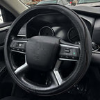 Car Steering Wheel Cover, Durable Leather Cover with Anti-Slip Lining, Breathable Auto Wheel Cover Protector, Universal 15 Inch Anti-Slip Steering Wheels for Men & Women (Black)