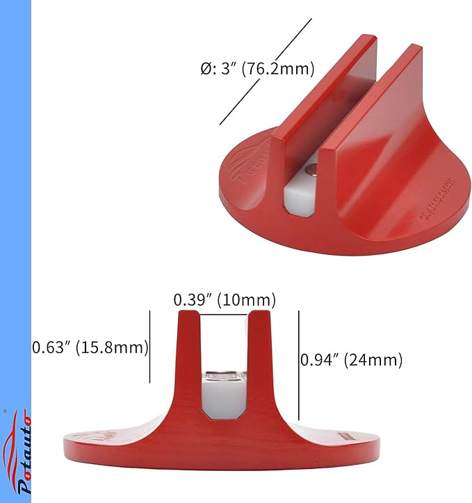 Universal Aluminum Grooved Magnetic Jack Pad Jacking Puck Pinch Weld (Slot Width 0.39 Inch) Frame Rail Adapter for Vehicles (Qty 1, Red)