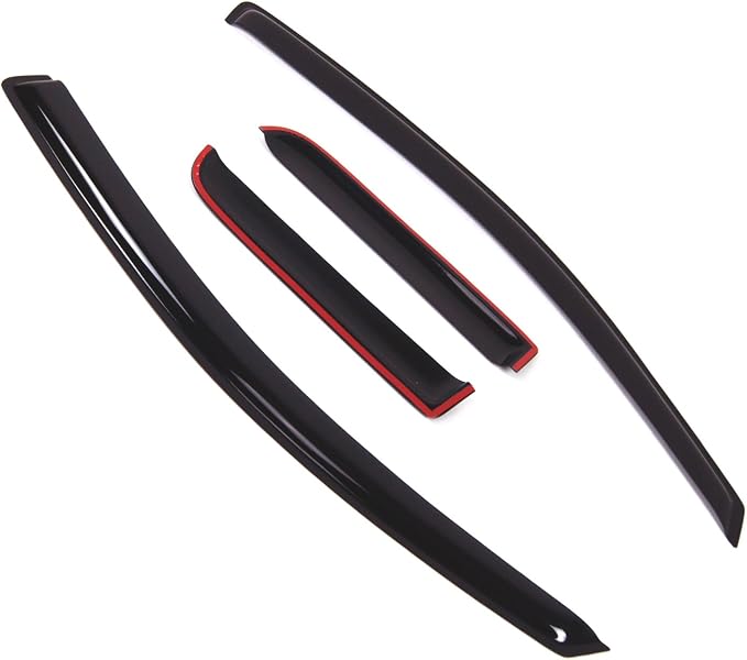 WD2-837 Dark Smoke 4 Pcs Set Window Visor (Outside Mount) Deflector Rain Guard Compatible with 2004-2014 Nissan Titan Extended Cab