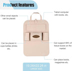 LAINLOY Felt Car Seat Back Organizer, Kick Mats Car Back Seat Protector for Kids, 6-Pocket Storage for Tissue, Box, Pen, Toy, Automobile Road Trip Accessories for SUV, RV, Truck (Beige)