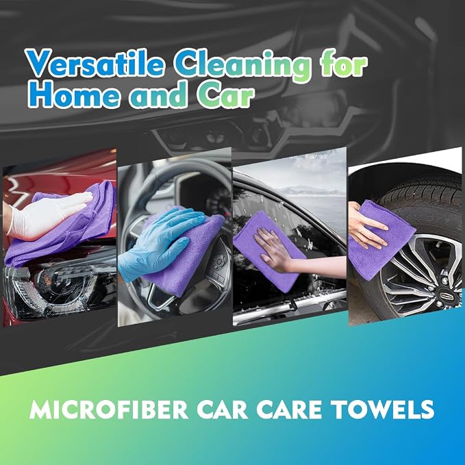 Purple Microfiber Cleaning Cloth 12 Pack 12.5 x 12.5 Inch Microfiber Towels for Cars Ultra Absorbent Cleaning Rags Lint Free Cleaning Towels for Household Kitchen, Window Car