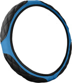 15 Inch Car Leather Steering Wheel Cover, Automotive Accessories Elastic Breathable Anti-Slip Soft Wheel Protector Fits Men and Women, Suitable for SUVs, Trucks, Vehicles and RVs (Blue)