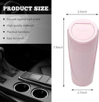 Car Trash Can Bin with Lid, Mini Vehicle Cup Holder Organizer Leakproof Garbage Bin, Waterproof Cup Type Trash Can Multi-Function Storage Container for RV Home Office (Pink)