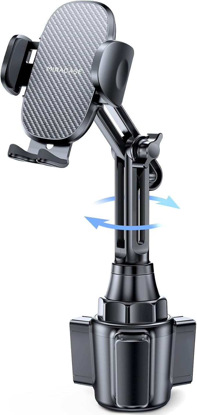 [Latest Upgraded Universal Cup Phone Holder for Car, [Rotatable & Adjustable] Long Neck Car Cup Holder Phone Mount Compatible with iPhone, Samsung, Google & More Smartphones
