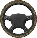 Universal 15-Inch Camouflage Steering Wheel Cover Durable Neoprene, Non-Slip & Breathable Protector for Cars, SUVs, and Trucks Forest Leaf Design