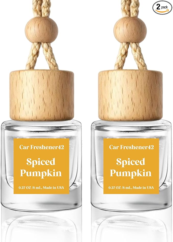 Car Air Freshener Diffuser 2 Pack Hanging Spiced Pumpkin Car Air Freshener for Women 45+ days Long Lasting Fragrance Made in USA (P42)