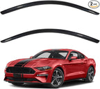 2pcs Smoke Tint Sun Rain Guard Vent Window Visors Compatible with 2015-2023 Ford Mustang 2-Door Coupe, Outside Mount Tape On Style Acrylic Set of 2 Front