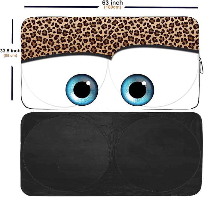 Windshield Sun Shades Car Sun Shade Protector Blocks UV Rays for Full-Size Sedan & SUV, Mid-Size SUV, Sports Cars, Wagon and Mid-Size Pickup Truck Car Accessories(Leopard Eyes, L)