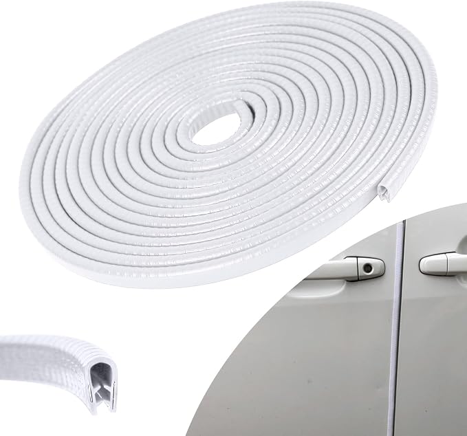 13.1Ft (4M) Car Door Edge Guards, Rubber U Shape Automotive Door Entry Guard Protector Strip, No Glue Required, Universal Vehicle Doors Edge Trim, Exterior Car Accessories (White, 13.1FT)