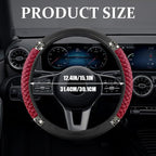 Bling Soft Leather Steering Wheel Cover, Steering Wheel Protector, 15 Inch Rhinestones Car Elastic Protector with Crystal Diamond for Women Girls, Car Accessory for Vehicles (Wine Red)