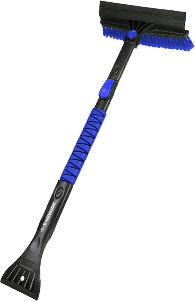 45" Multi-Purpose Ice Scraper and Extendable Snow Brush for Car Windshield with Foam Grip and 360-Degree Pivoting Brush Head, SJEG-SB45S