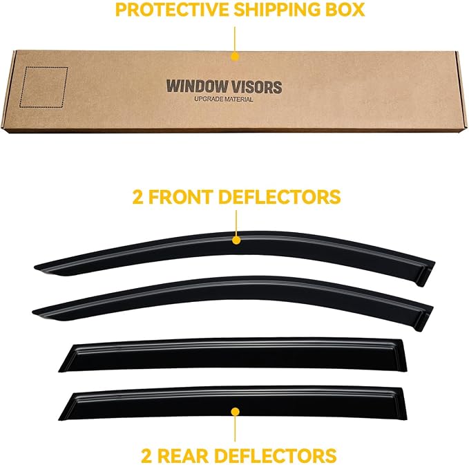 Rain Guards for Acura RDX 2019-2026, Out-Channel Window Visor Shields Vent Deflector Shade Wind Dark Smoke 2020 2021 2022 2023 2024 19 20 21 22 23 24 25, Tape-On Outside-Mount, 4PCS