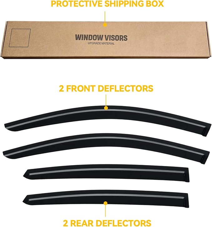Rain Guards for Honda Accord 2023-2026, Out-Channel Window Visor Shields Vent Deflector Shade Wind Dark Smoke 2024 23 24 25, Tape-On Outside-Mount, 4PCS