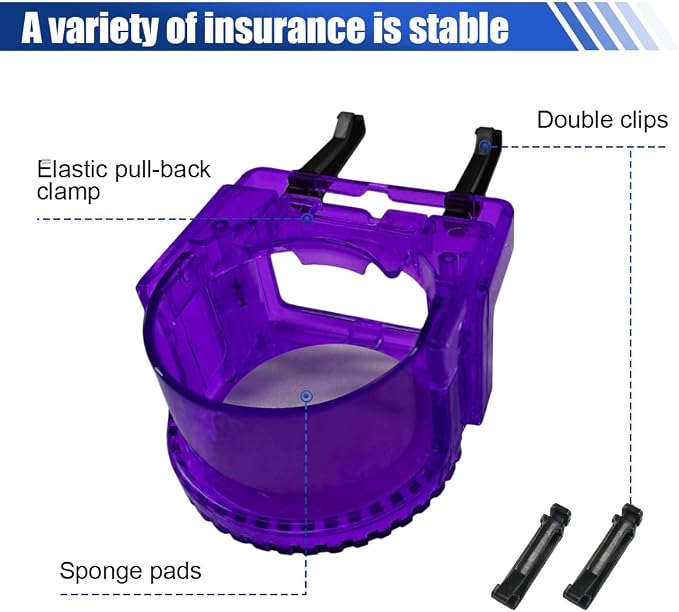 YoRise Car Air Vent Cup Holder, Multifunctional Auto Drink Holder Expander with Mounting Clips, Universal Vehicle Bottle Organizer for Most Cars with Horizontal Blade Vents (Purple)