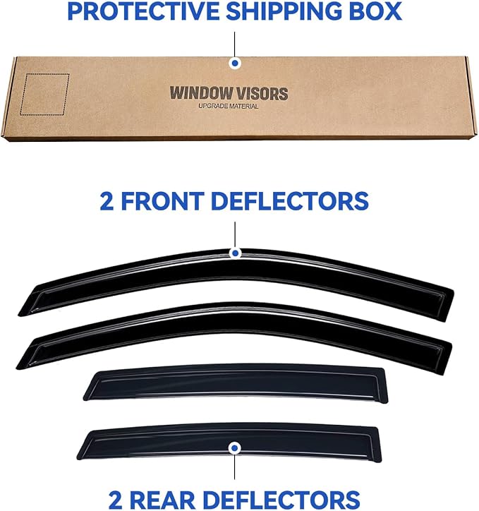 Window Visors Rain Guards for 2011 2012 2013 2014 2015 Kia Sorento, Out-Channel Window Vent Wind Deflectors Visors Shades for 11-15 Kia Sorento
