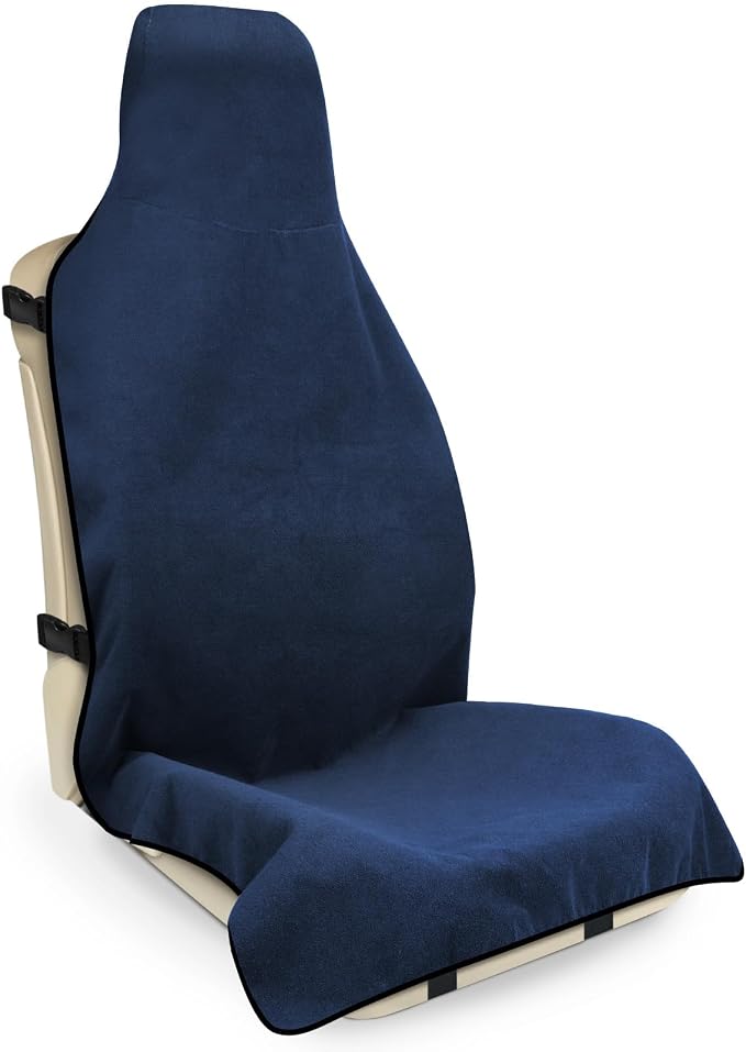 Waterproof Seat Cover Towel, Premium Sweat Carseat Protector, Perfect for Universal Anti-Slip Car Truck SUV Seat, Great for Surfing Yoga Gym Workout, Navy Blue
