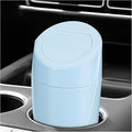 Car Trash Can Bin with Lid, Leakproof Portable Garbage Trash Bin Mini Cup Holder Organizer, Automotive Interior Dustbin Multipurpose Storage Container for Car Home Office (Light Blue)