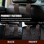 Car Seat Headrest Hooks, Purse Hook for Car, Automotive Headrest Handbags Holder, Auto Accessories Leather Seatback Organizer Hanger for Hanging Purses Bags Coats (Brown, 1PCS)
