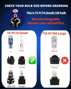 74 Led Bulb Dash Lights Dimmable T5 2721 37 85 286 Wedge PC74 Twist Socket Automotive Instrument Panel Gauge Light Kits Cluster Shift Indicator Interior Bulbs Red Pack of 20
