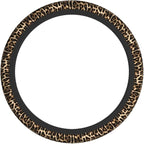 Cheetah Brown Leopard Pattern Black Hunting Steering Wheel Cover Car Accessories Cute for Women Girls Girly Universal 15 Inch Neoprene Auto Interior Decor Anti Slip Car Truck Protector