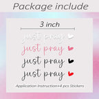 4 xJust Pray Rear View Mirror Sticker,Rearview Mirror Decal,Jesus Car Decal For Women,Water Bottle Decor,Aesthetic Car Mirror Sticker,Positive Affirmation Sticker,Laptop Bumper Tumbler Sticker