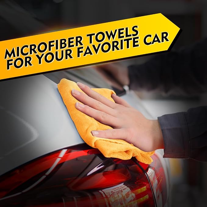 Yellow Microfiber Cleaning Cloths 12 Pack, 12.5 x 12.5 inch Microfiber Towel for Cars, Ultra Absorbent Car Washing Cloth, Lint Free Streak Free Cleaning Rags for Car, Kitchen, and Window