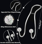 Bling Purse Hook for Car Headrest, Upgraded Cute Car Seat Hooks for Bag Handbag, Durable Stainless Auto Purse Hanger Holder 2 Pack, White