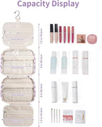 Hanging Toiletry Bag for Women Travel Makeup Bag Organizer Toiletries Bag for Travel Size Essentials Accessories Cosmetics (Purple Checkerboard (Medium))
